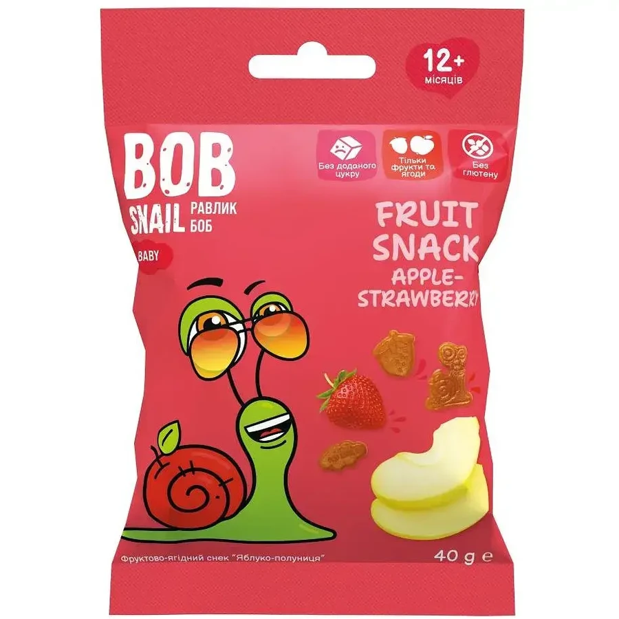 Снек Bob Snail Яблоко-Клубника с 12 месяцев 40 г: цены и характеристики