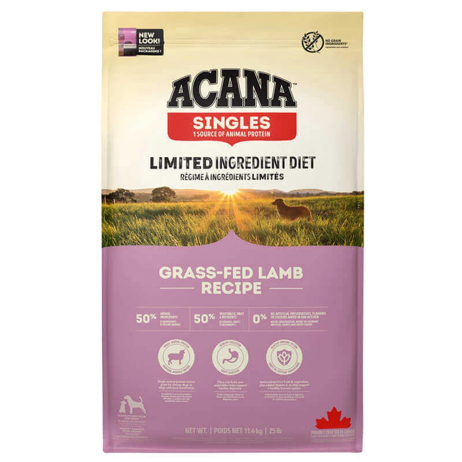 Acana Grass-Fed Lamb - Сухой корм с ягненком для собак всех пород на всех стадиях жизни с чувствительным пищеварением; 11,4 кг: цены и характеристики