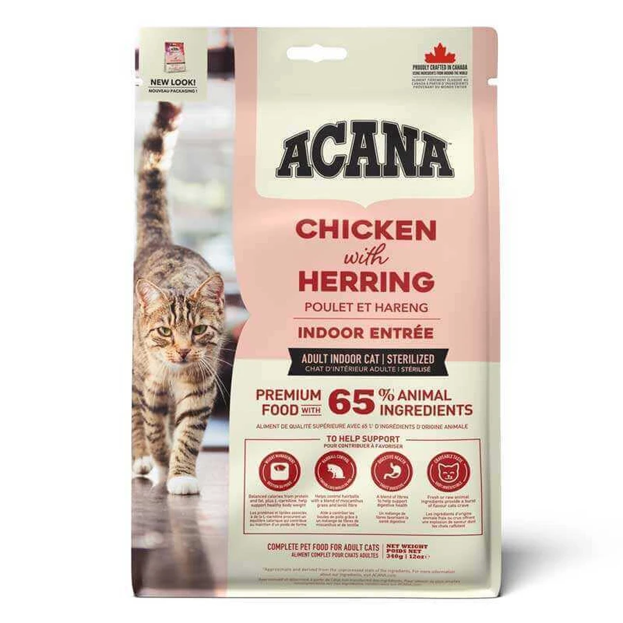 Acana Indoor Entree – Сухой корм с курицей, кроликом и селёдкой для котов; 340 г: цены и характеристики