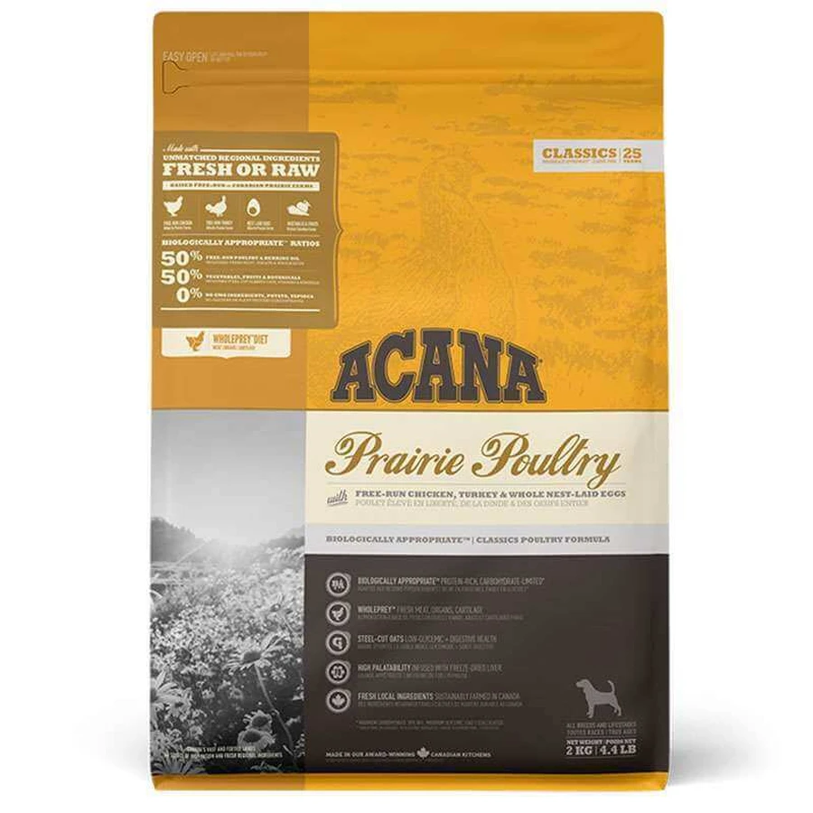 Acana Prairie Poultry - Сухий корм з курчам і індичкою для собак всіх порід на всіх стадіях життя; 2 кг: ціни та характеристики
