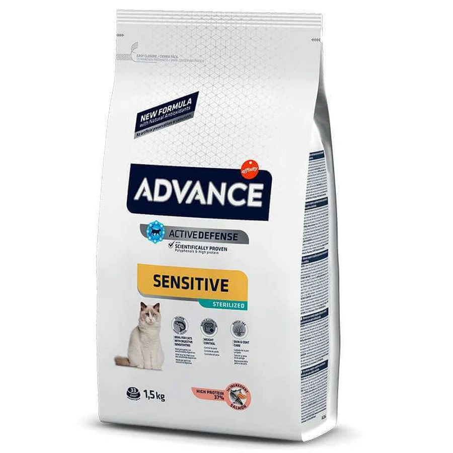 Advance (Едванс) Sterilized Sensitive Salmon - Сухий корм з лососем і рисом для стерилізованих кішок з проблемами травлення; 1,5 кг: ціни та характеристики