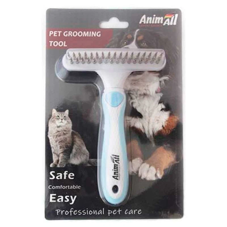 AnimAll (ЭнимАл) Groom – Расчёска-грабли двухрядная для котов и собак с длинной густой шерстью; One size (Голубой): цены и характеристики