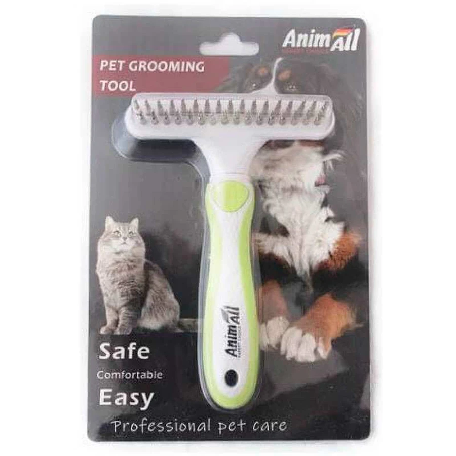 AnimAll (ЭнимАл) Groom – Расчёска-грабли двухрядная для котов и собак с длинной густой шерстью; One size (Зеленый): цены и характеристики