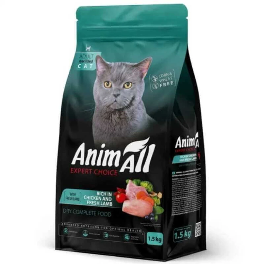 AnimAll Expert Choice - Сухий корм з куркою та свіжою ягнятиною для стерилізованих котів; 1,5 кг: ціни та характеристики