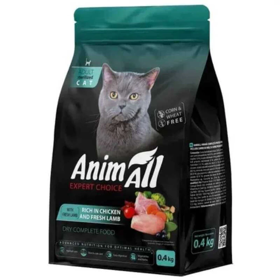 AnimAll Expert Choice - Сухий корм з куркою та свіжою ягнятиною для стерилізованих котів; 400 г: ціни та характеристики