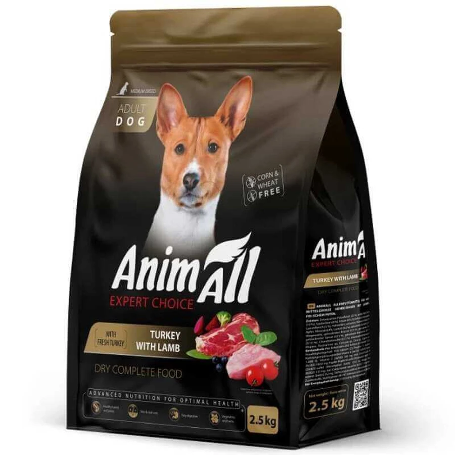 AnimAll Expert Choice - Сухой корм со свежей индейкой и ягненком для собак средних пород; 2,5 кг: цены и характеристики