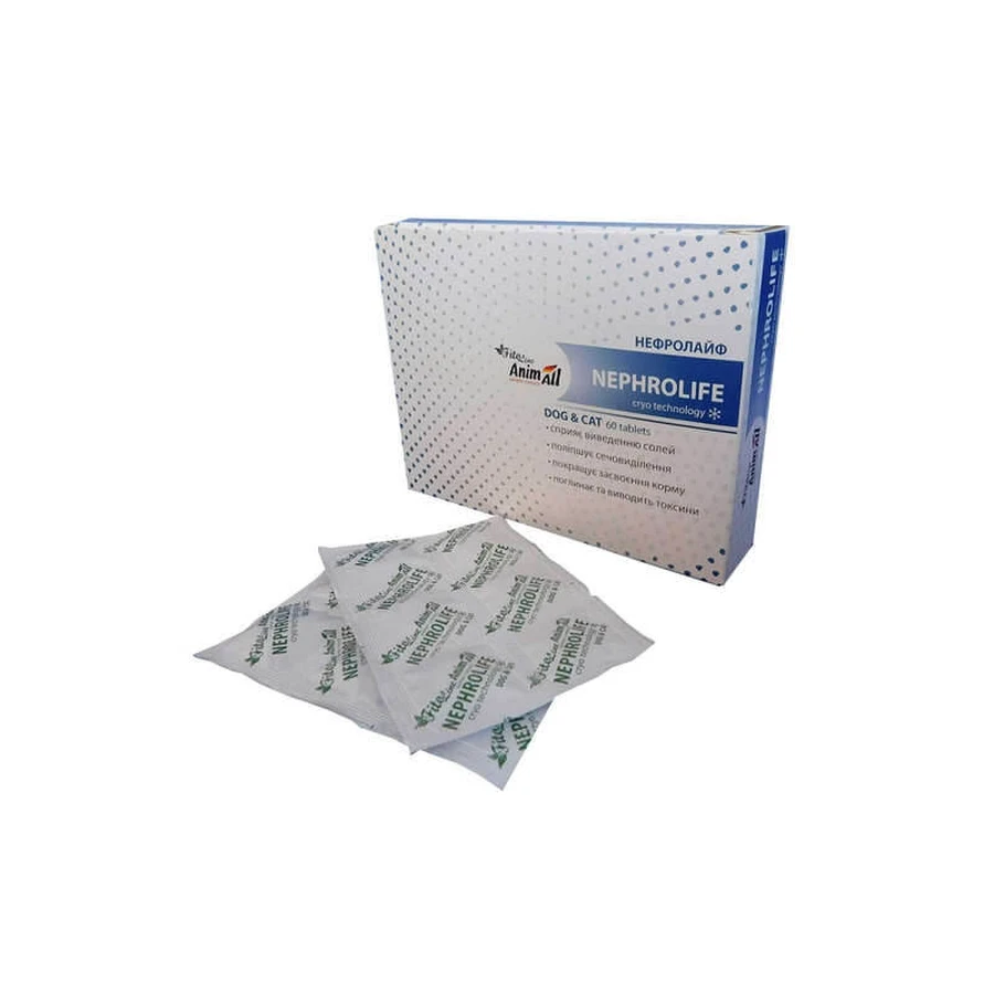 AnimAll VetLine (ЭнимАлл ВетЛайн) FitoLine Nephrolife - Таблетки для кошек и собак, профилактика обострений воспалительных заболеваний почек и мочевыводящих путей; 60 шт./уп.: цены и характеристики