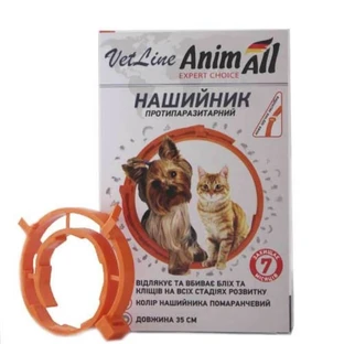 AnimAll VetLine (ЭнимАлл ВетЛайн) Ошейник противопаразитарный для собак и котов от блох и клещей; 35 см (Оранжевый)