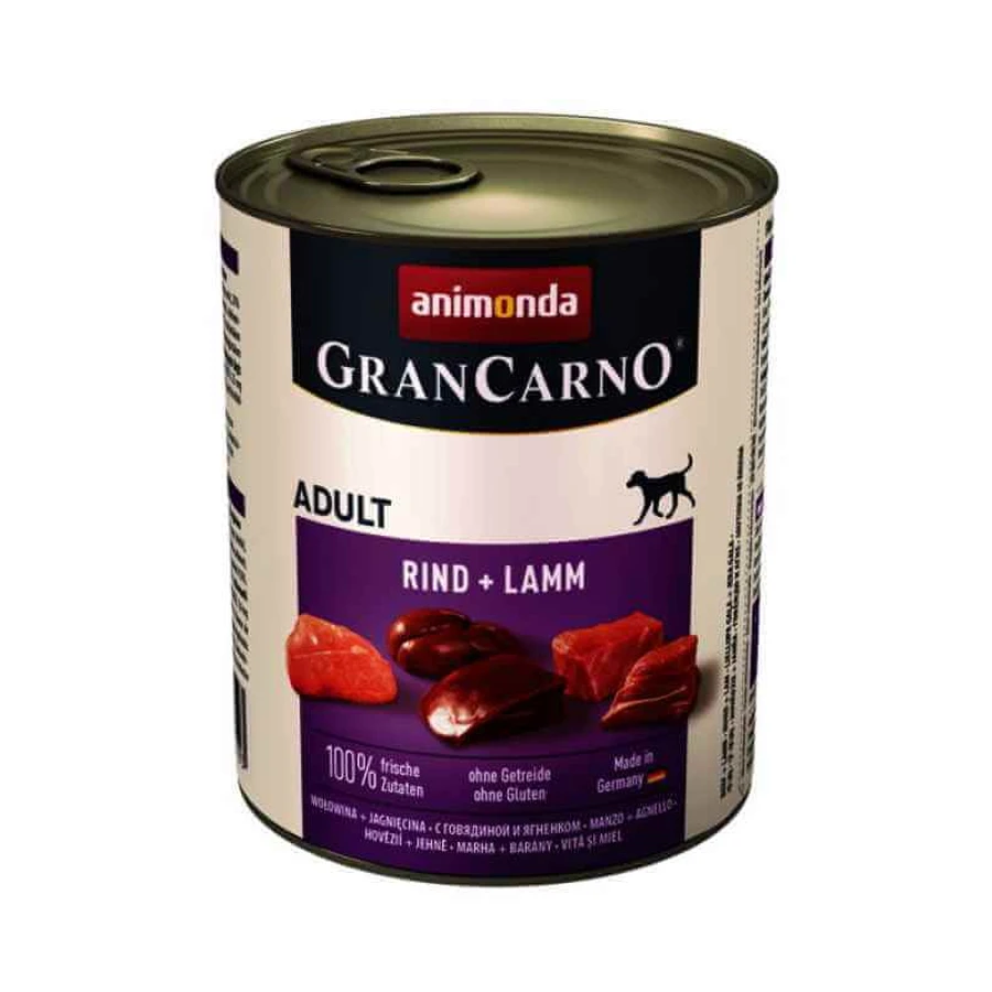 Animonda (Анімонда) Gran Carno Adult Rind+Lamm - Консервований корм з яловичиною та ягням для дорослих собак (рубане м'ясо); 800 г: ціни та характеристики