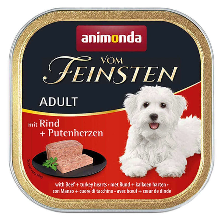 Animonda (Анімонда) Vom Feinsten Adult with Beef Turkey hearts – Консервований корм з яловичиною та індичкою для собак (паштет); 150 г: ціни та характеристики