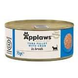 Applaws (Апплавс) Natural Cat Food Tuna Fillet with Crab - Натуральный влажный корм с тунцом и крабом для котов, банка (кусочки в бульоне); 70 г