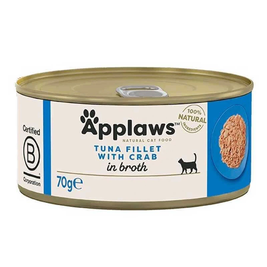 Applaws (Апплавс) Natural Cat Food Tuna Fillet with Crab - Натуральний вологий корм з тунцем і крабом для котів, банка (шматочки в бульоні); 70 г: ціни та характеристики