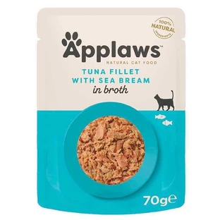 Applaws (Апплавс) Natural Cat Food Tuna Fillet with Seabream - Натуральный влажный корм с тунцом и дорадо для котов, пауч (кусочки в бульоне); 70 г