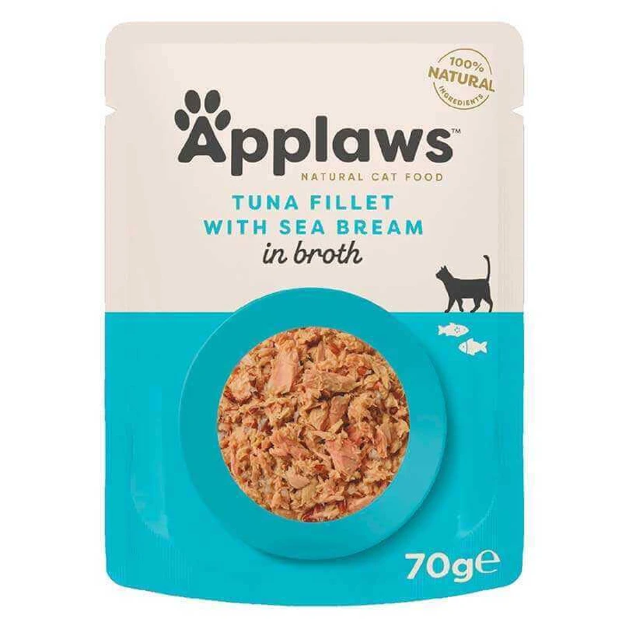 Applaws (Апплавс) Natural Cat Food Tuna Fillet with Seabream - Натуральный влажный корм с тунцом и дорадо для котов, пауч (кусочки в бульоне); 70 г: цены и характеристики