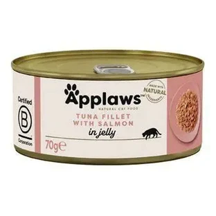 Applaws Natural Cat Food Tuna Fillet with Salmon - Натуральный влажный корм с филе тунца и лососем для котов, банка (кусочки в желе); 70 г