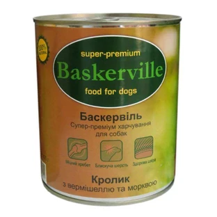 Baskerville (Баскервіль) Консерви Кролик з вермішеллю та морквою для собак; 800 г