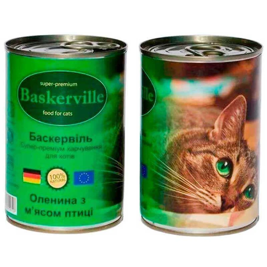 Baskerville (Баскервиль) Консервы для котов с олениной и куриным мясом; 400 г: цены и характеристики