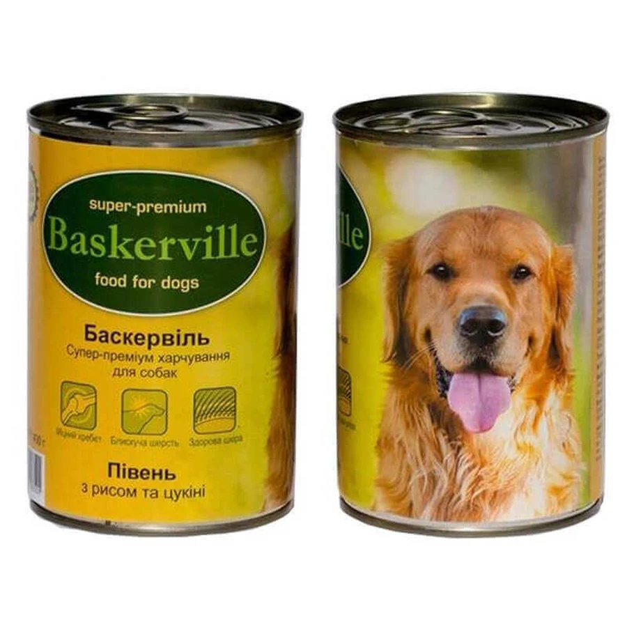 Baskerville (Баскервиль) Консервы c петухом, рисом и цукини для собак; 400 г: цены и характеристики