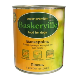 Baskerville (Баскервиль) Консервы c петухом, рисом и цукини для собак; 800 г