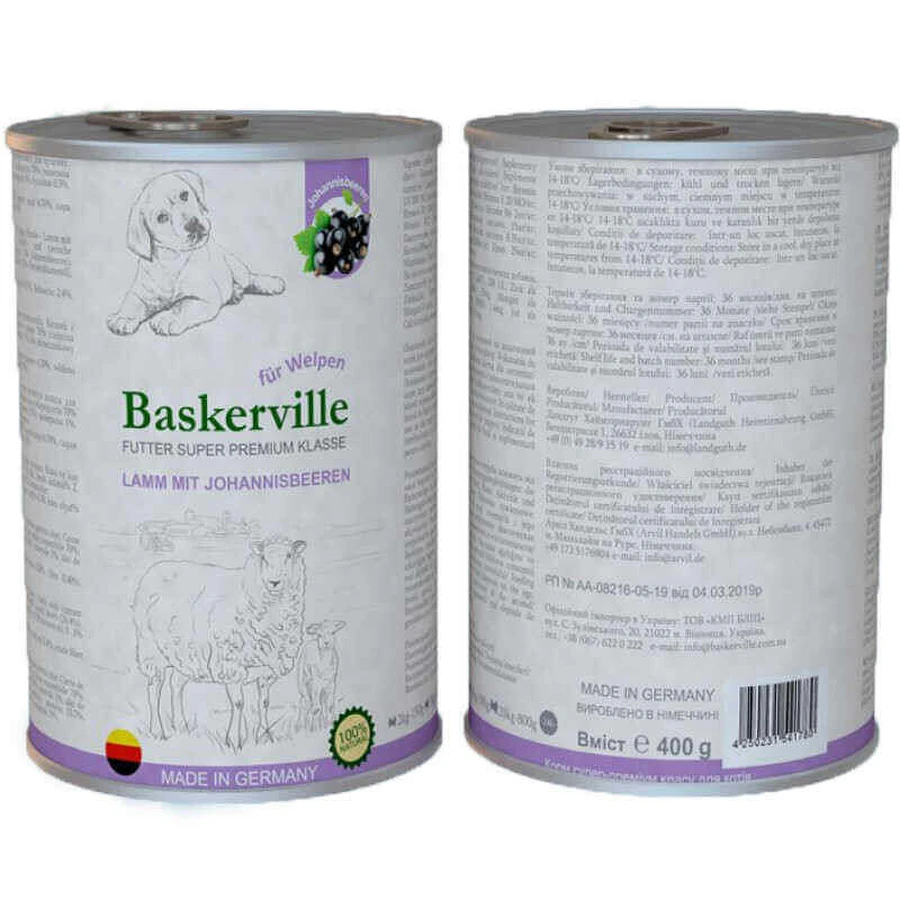 Baskerville (Баськервіль) Super Premium Lamm Mit Johannisbeeren - Консерви з ягням та смородиною для цуценят; 400 г: ціни та характеристики