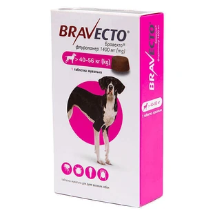 Bravecto (Бравекто) by MSD Animal Health - Противопаразитарные жевательные таблетки от блох и клещей для собак (1 таблетка); 40-56 кг