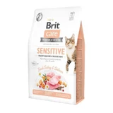Brit Care Cat Grain-Free Sensitive - Сухий беззерновий корм з індичкою та лососем для дорослих котів з чутливим травленням; 2 кг