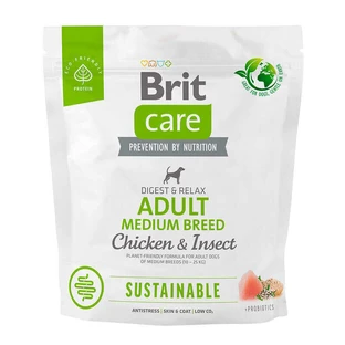 Brit Care Dog Sustainable Adult Medium Breed - Сухий корм з куркою та комахами для дорослих собак середніх порід; 1 кг