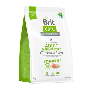 Brit Care Dog Sustainable Adult Medium Breed - Сухой корм с курицей и насекомыми для взрослых собак средних пород; 3 кг