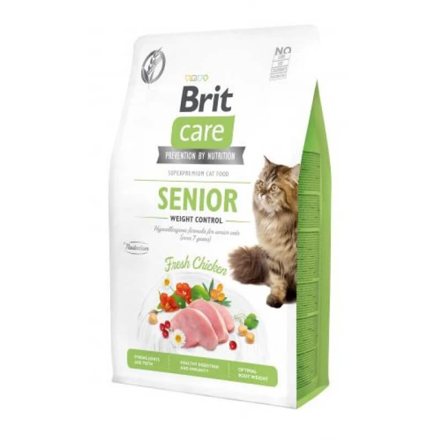 Brit Care Grain-Free Senior Weight Control - Сухий беззерновий корм з куркою для контролю ваги літніх котів; 2 кг: ціни та характеристики
