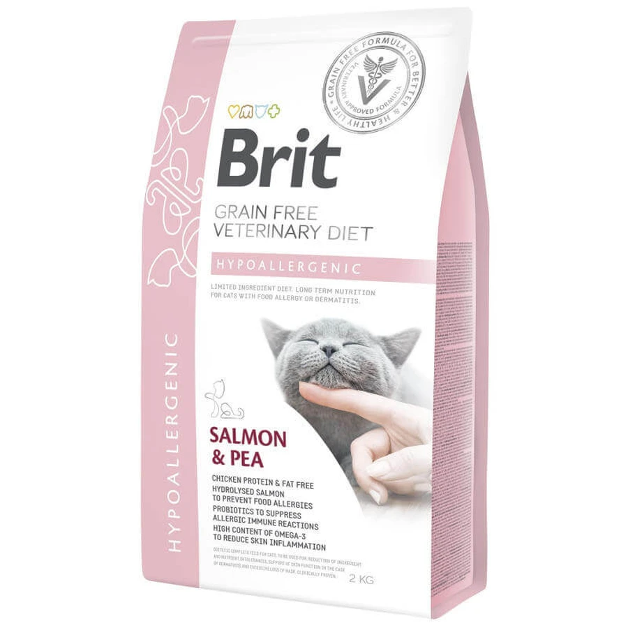Brit GF Veterinary Diet (Бріт Ветерінарі Дієт) Cat Hypoallergenic - Беззернова гіпоалергенна дієта з лососем і горохом для котів; 2 кг: ціни та характеристики