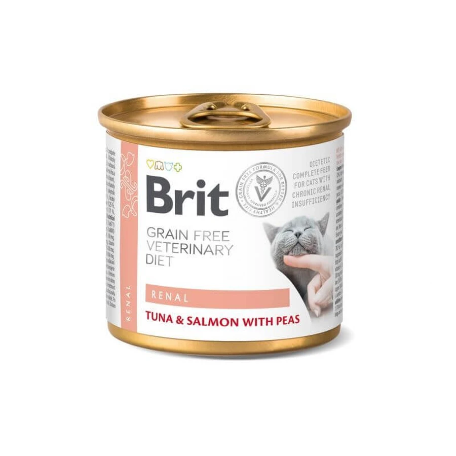 Brit GF Veterinary Diet (Бріт Ветерінарі Дієт) Cat Renal - Беззерновий вологий корм з тунцем та лососем для котів із хронічною нирковою недостатністю; 200 г: ціни та характеристики