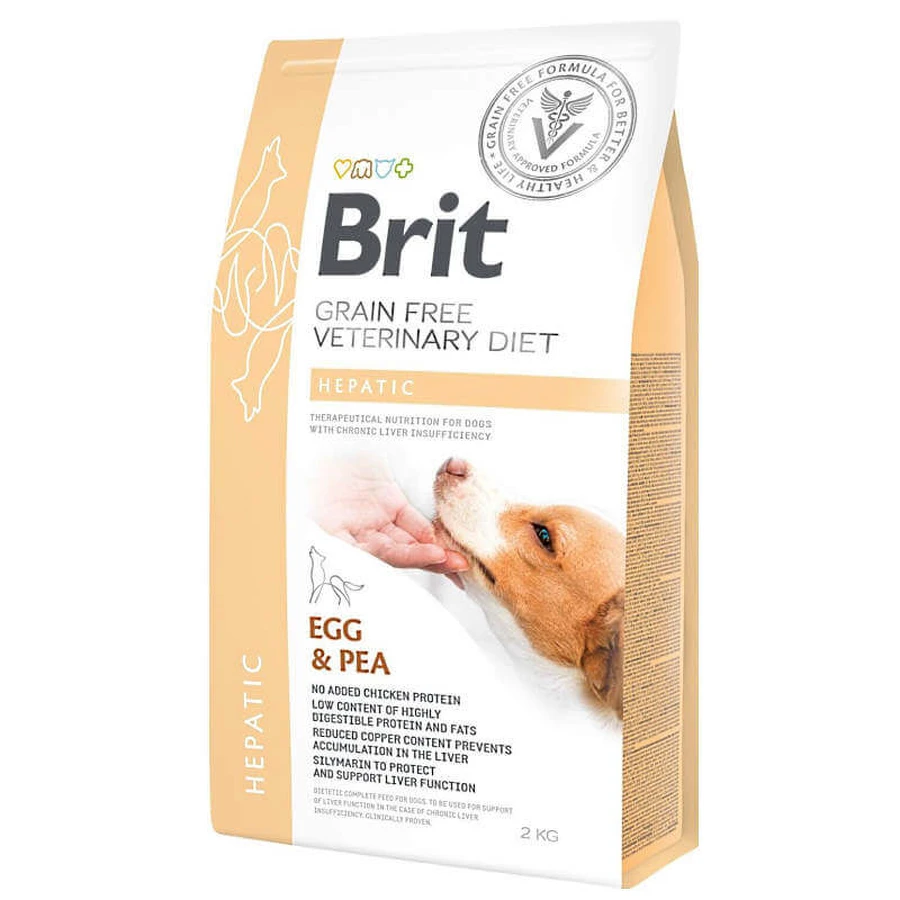 Brit GF Veterinary Diet (Бріт Ветерінарі Дієт) Dog Hepatic - Беззернова дієта при хворобі печінки з яйцем, горохом, бататом і гречкою для собак; 2 кг: ціни та характеристики