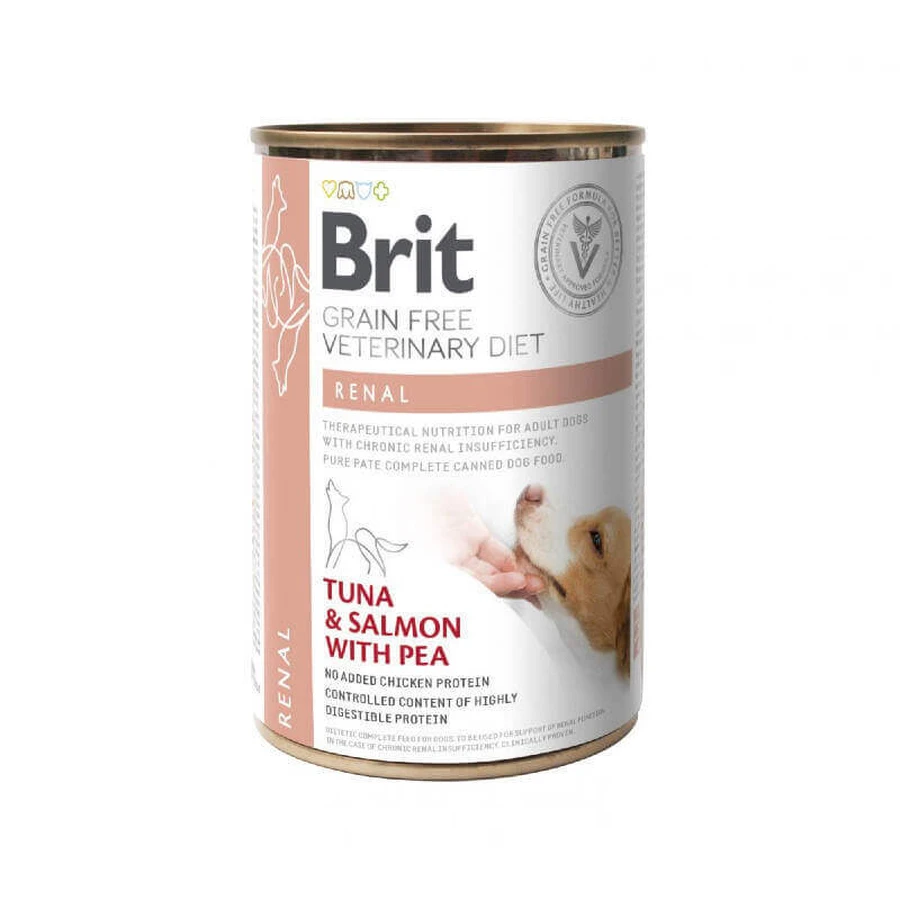Brit GF Veterinary Diet (Брит Ветеринари Диет) Dog Renal - Беззерновой влажный корм с тунцем и лососем для собак с хронической почечной недостаточностью; 400 г: цены и характеристики