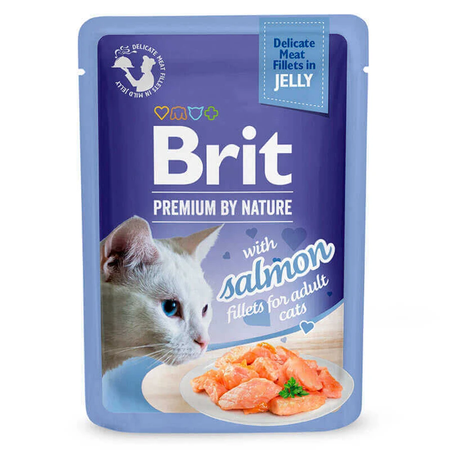 Brit Premium Delicate Fillets in Jelly Salmon - Влажный корм филе лосося в желе для кошек; 85 г: цены и характеристики