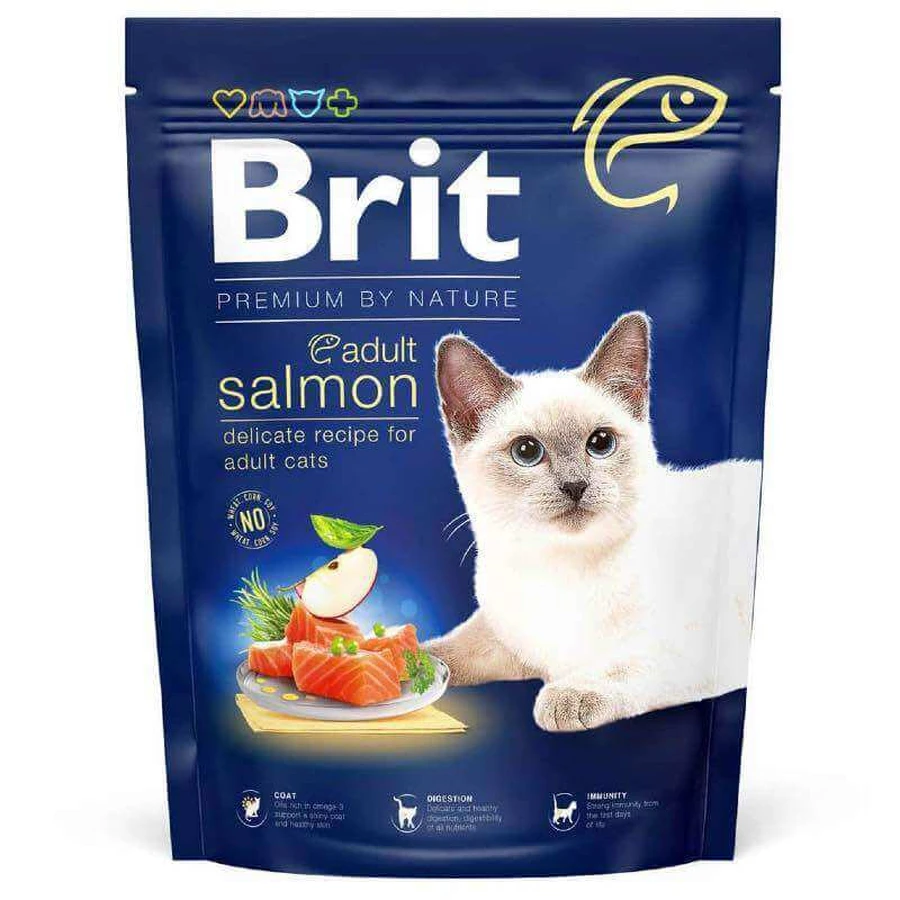 Brit Premium by Nature Cat Adult Salmon - Сухой корм с лососем для взрослых котов всех пород; 800 г: цены и характеристики