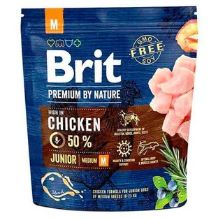 UAnimals Brit Premium by Nature JUNIOR M Сухий корм з куркою для цуценят і молодих собак середніх порід 1 кг