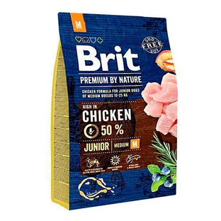 Brit Premium by Nature JUNIOR M - Сухой корм с курицей для щенков и молодых собак средних пород; 3 кг