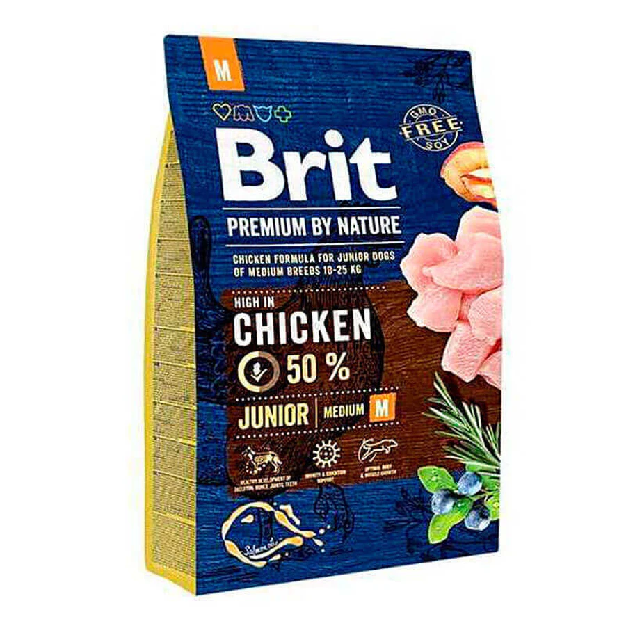 Brit Premium by Nature JUNIOR M - Сухой корм с курицей для щенков и молодых собак средних пород; 3 кг: цены и характеристики