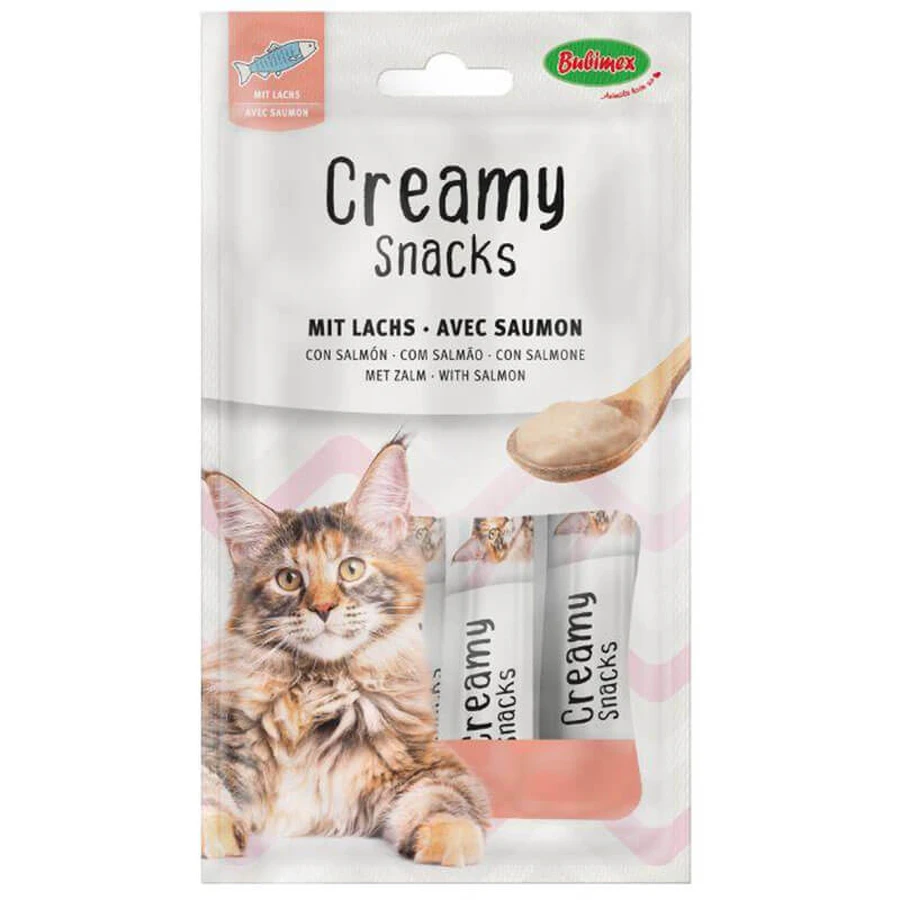 Bubimex (Бубімекс) Creamy Snacks with Salmon - Ласощі Снеки кремові з лососем для котів; 60 г х 4 шт: ціни та характеристики