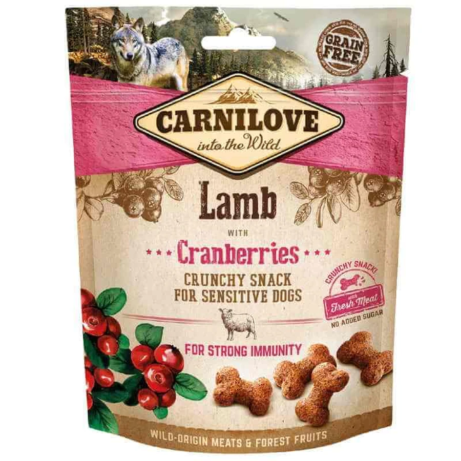 Carnilove Dog Crunchy Snack Crunchy Lamb with Cranberries - Лакомство с ягненком и клюквой для взрослых собак всех пород с чувствительным пищеварением; 200 г: цены и характеристики