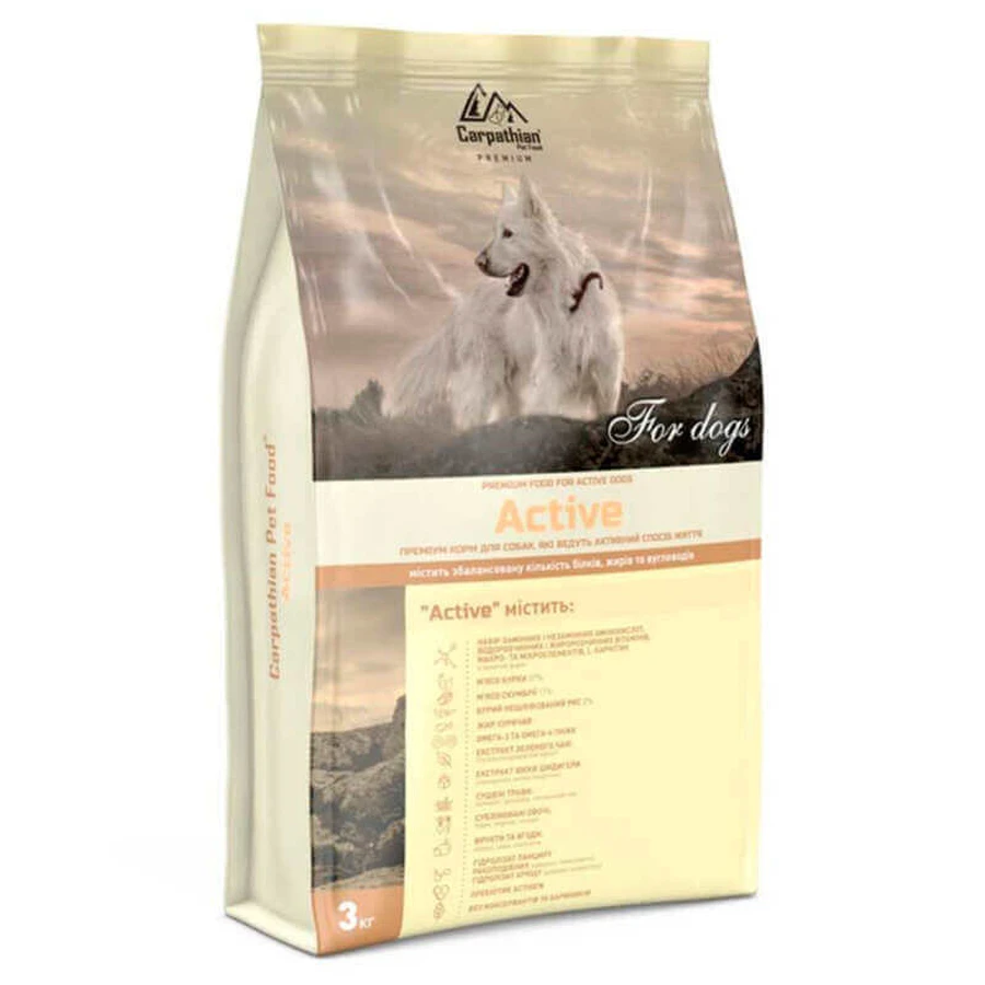 Carpathian Pet Food (Карпатиян Пэт Фуд) Active - Сухой корм для активных собак; 3 кг: цены и характеристики