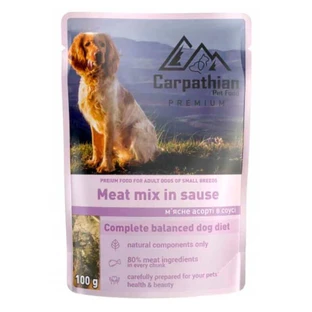 Carpathian Pet Food (Карпатиян Пэт Фуд) Meat mix in sauce - Влажный корм Мясное ассорти в соусе для взрослых собак малых пород; 100 г