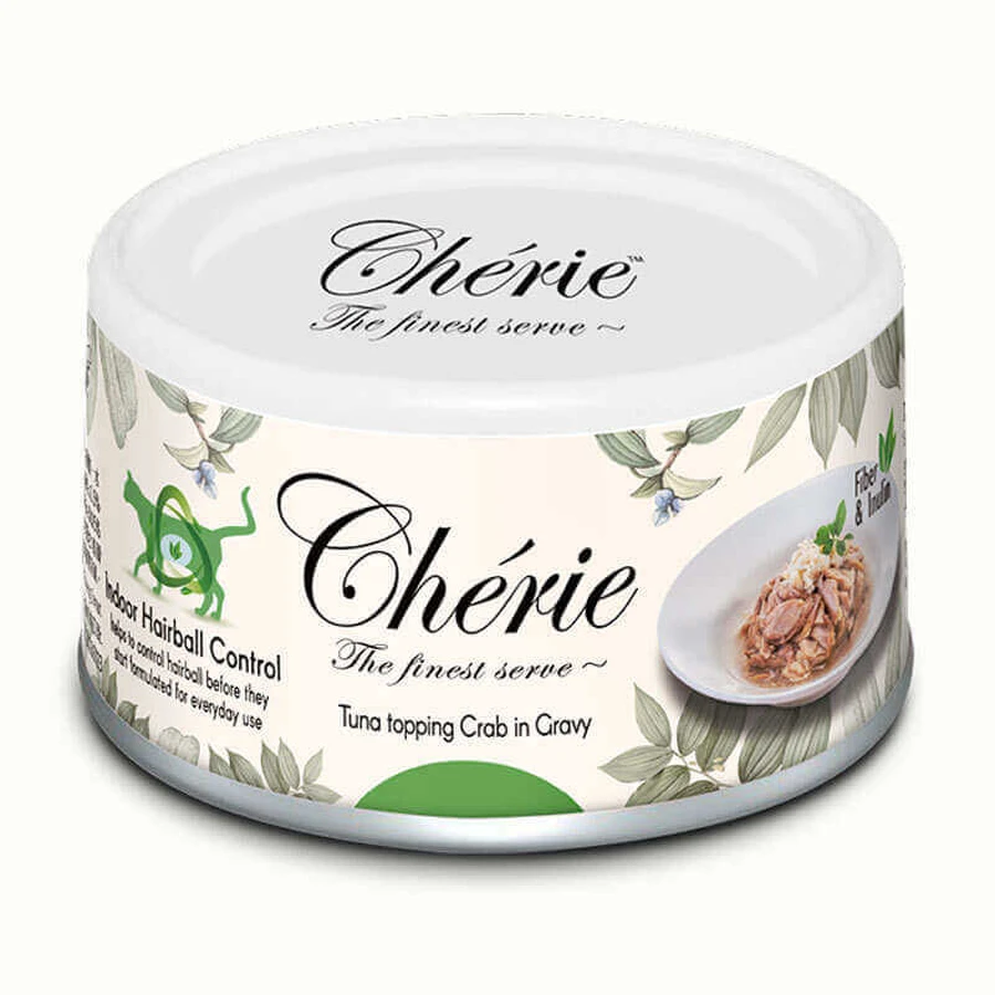 Cherie (Шери) Hairball Control Tuna topping Crab in Gravy - Влажный корм с тунцом и крабом для контроля образования комочков шерсти для взрослых котов (кусочки в соусе); 80 г: цены и характеристики