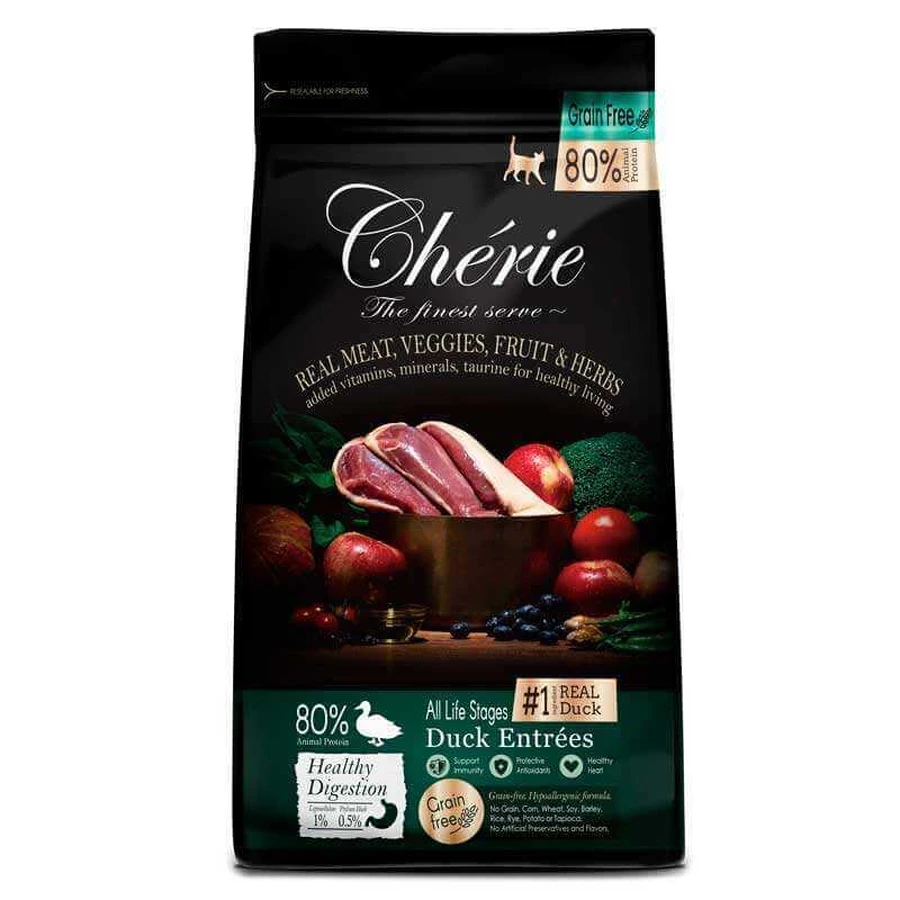 Cherie (Шери) Healthy Digestion Duck Entrеes - Беззерновий сухий корм з качкою для підтримки здорового травлення котів; 2 кг: ціни та характеристики
