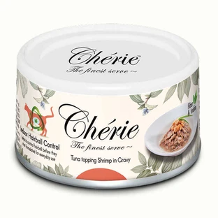 Cherie (Шери) Hairball Control Tuna topping Shrimp in Gravy - Влажный корм с тунцом и креветками для контроля образования комочков шерсти для взрослых котов (кусочки в соусе); 80 г