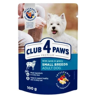 Club 4 Paws (Клуб 4 Лапи) Premium Adult Dog Small Breeds Lamb in Gravy - Вологий корм з ягням для дорослих собак малих порід (шматочки в соусі); 100 г