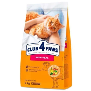 Club 4 Paws Premium Adult Cat Veal - Сухий корм із телятиною для дорослих котів; 2 кг