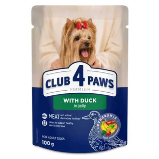 Club 4 Paws Premium Adult Dog Small Breeds Duck in jelly - Влажный корм с уткой для взрослых собак малых пород (кусочки в желе); 100 г