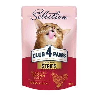 Club 4 Paws Premium Selection Cat Strips Chicken in Gravy - Вологий корм з куркою для котів (смужки у соусі); 85 г