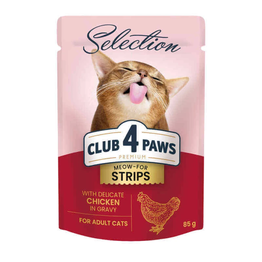 Club 4 Paws Premium Selection Cat Strips Chicken in Gravy - Влажный корм с курицей для котов (полоски в соусе); 85 г: цены и характеристики